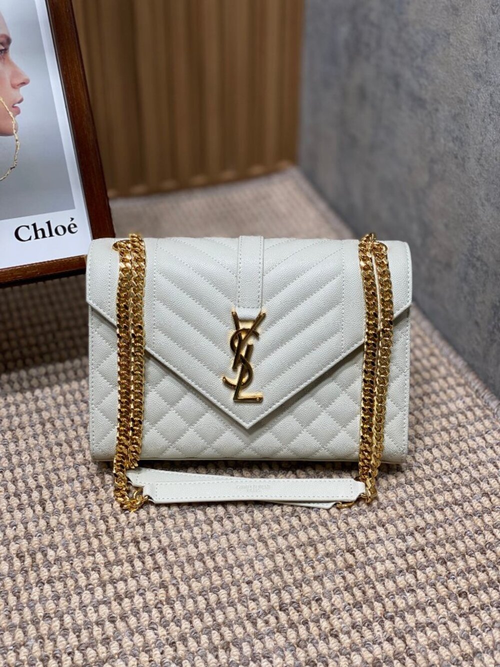 Saint Laurent Envelope Medium Bag - White